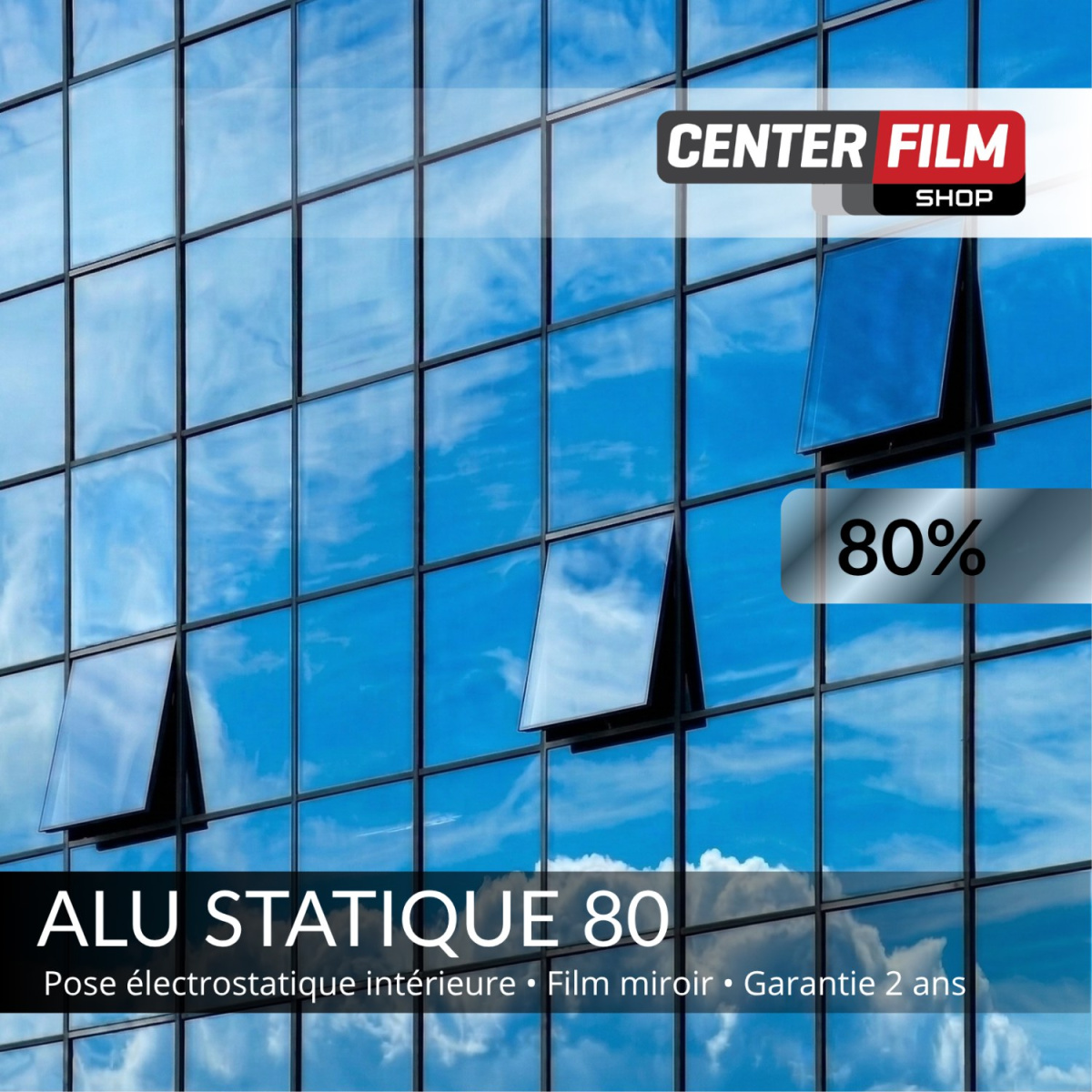 ALU 80 - Statique - 20 m - Film miroir sans tain pour batiment
