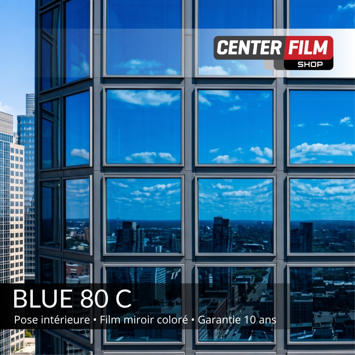 BLUE 80 C - Film miroir coloré pour batiment