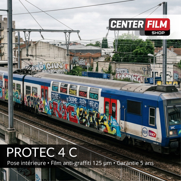 PROTEC 4 C - Film sécurité anti-graffiti pour train et batiment