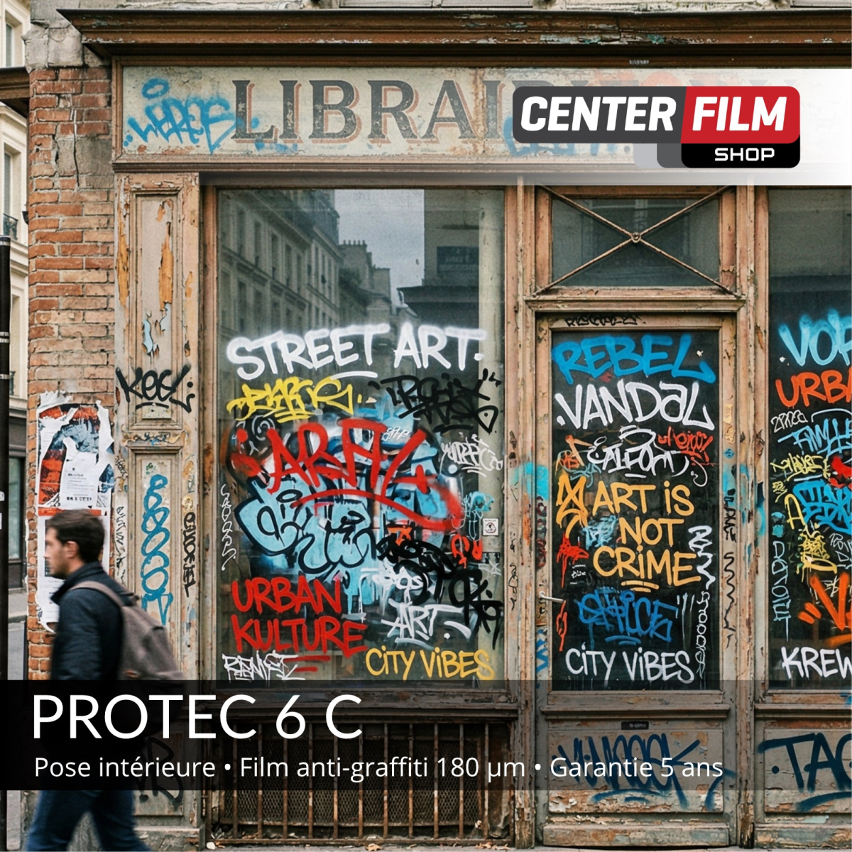 PROTEC 6 C - Film sécurité anti-graffiti pour batiment