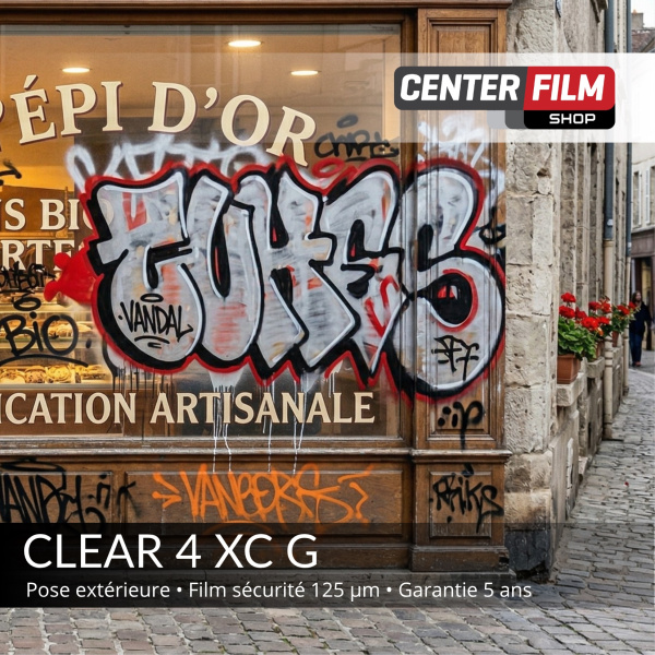CLEAR 4 XC G - Film sécurité anti-graffiti pour batiment
