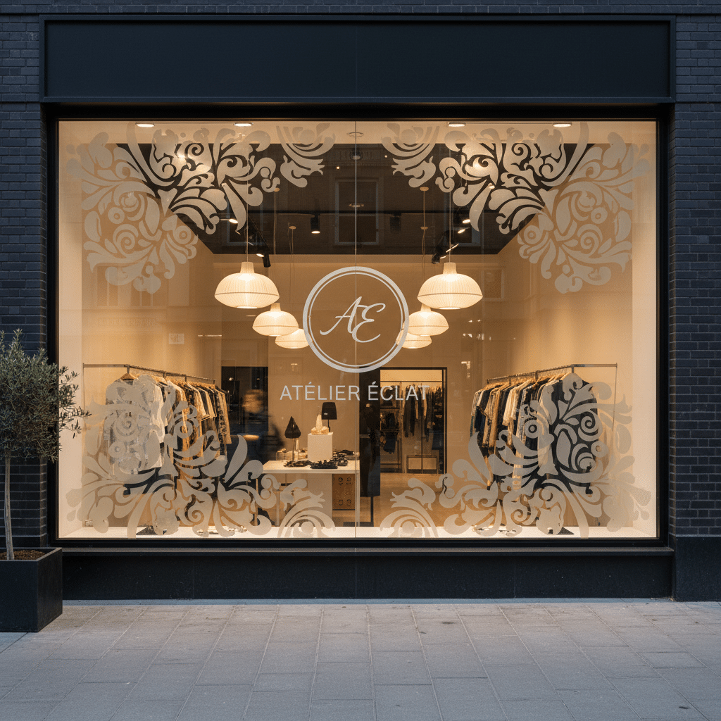 Film decoratif pour vitrage boutique