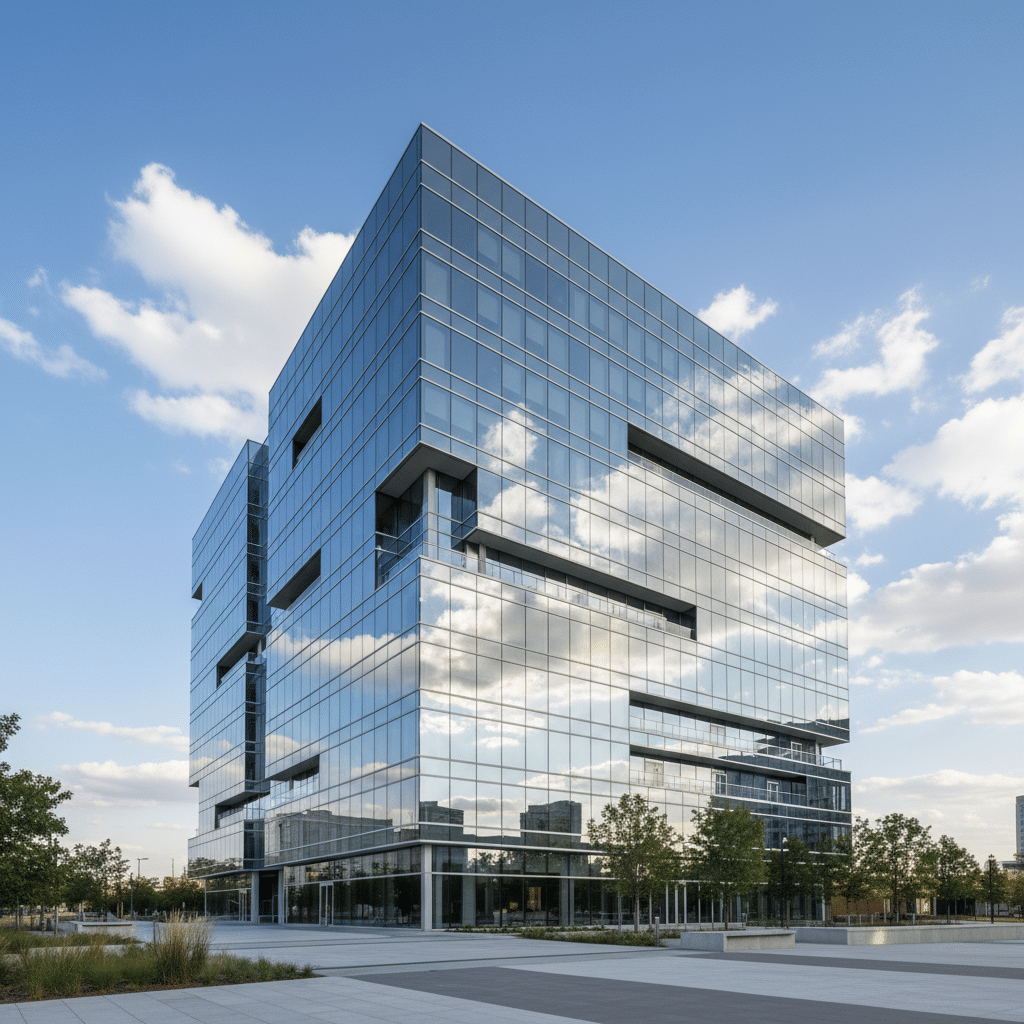 Film pour batiment - immeuble moderne avec film solaire sur vitrages